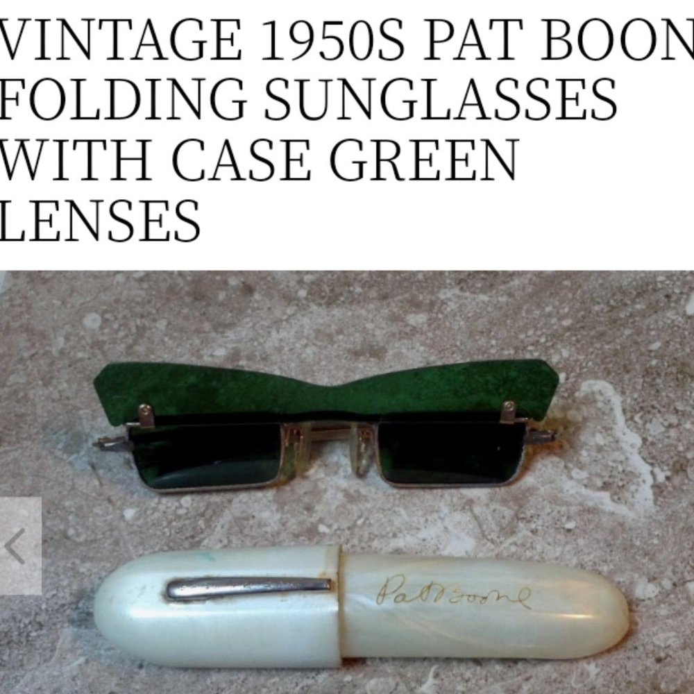 Pat Boone 1950s Vintage Green lenses SUNGLASSES with case